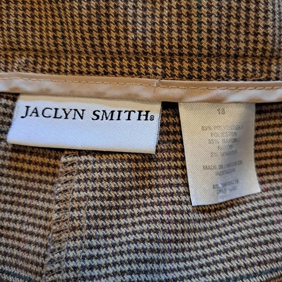 Jaclyn Smith Wide Leg Career Pants Black Brown Checkered Patterned Plus Size 18 - Picture 8 of 9